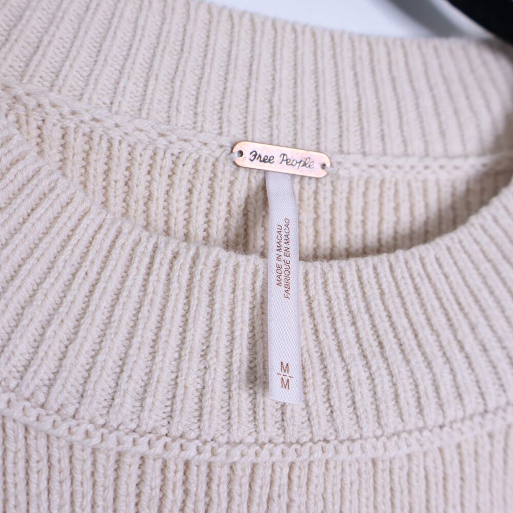 FREE PEOPLE Stripe Easy Street Crop Sweater NWT Pearl Combo Pullover Women's M - Picture 6 of 12